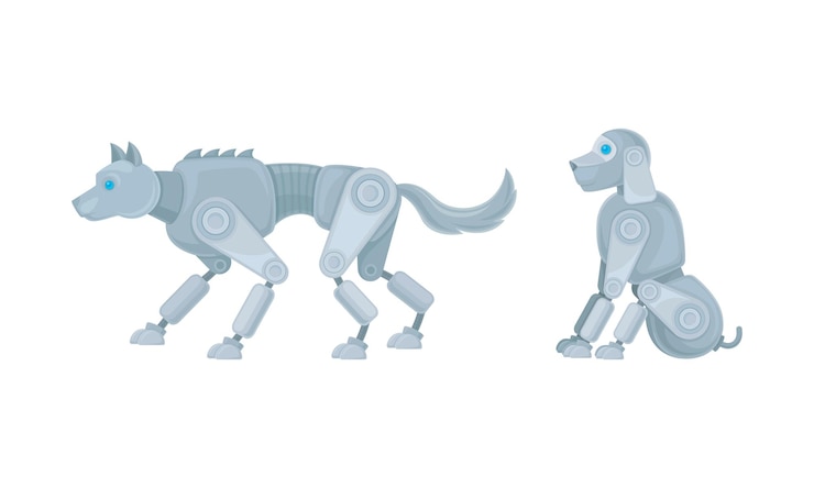 Vector 금속 부품 으로 조립 된 기계적 동물 터 세트
