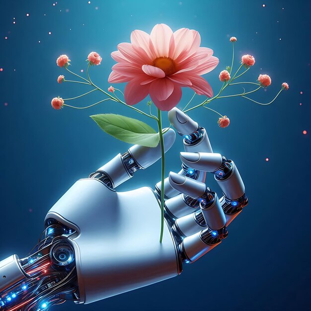 Vector the mechanical arm and a flower