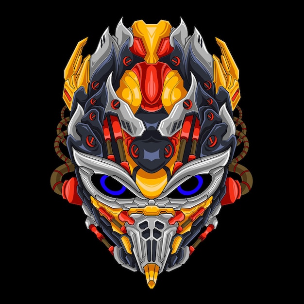 Mechanical bird robot head illustration