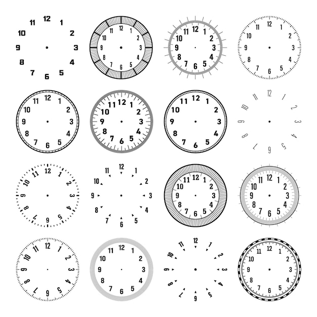 Mechanical clock faces with arabic numerals bezel watch dial with minute hour marks and numbers