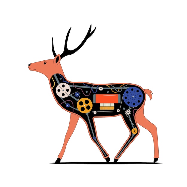 Vector mechanical deer outline