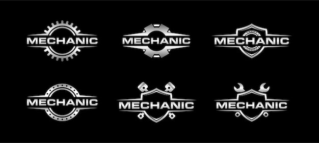 Vettore logo bundle emblema meccanico