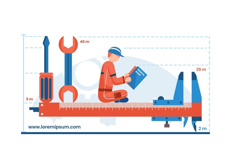 Vector mechanical engineering character flat illustration