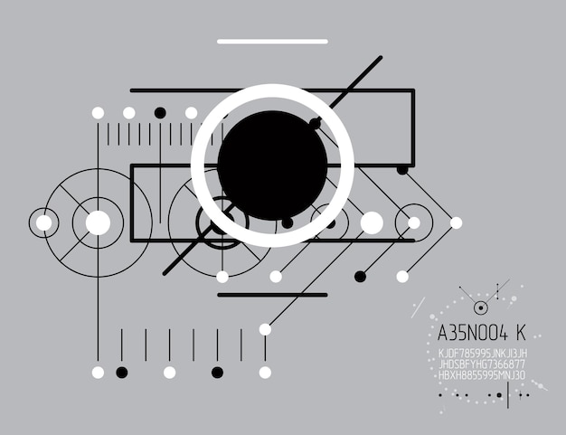 Mechanical engineering technology vector abstract background, cybernetic abstraction with innovative industrial schemes. Art graphic illustration.