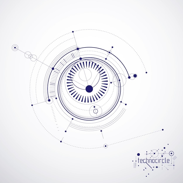 Векторный абстрактный фон технологии машиностроения, кибернетическая абстракция с инновационными промышленными схемами.