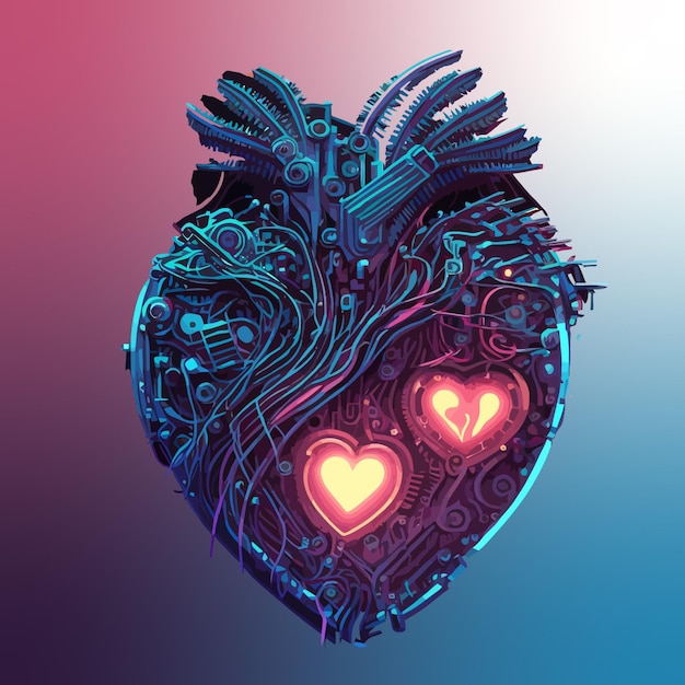 ベクトル 機械心臓スタイル技術ロボット産業サイバネティクスと科学フラット キューバー パンク スタイル ベクトル図