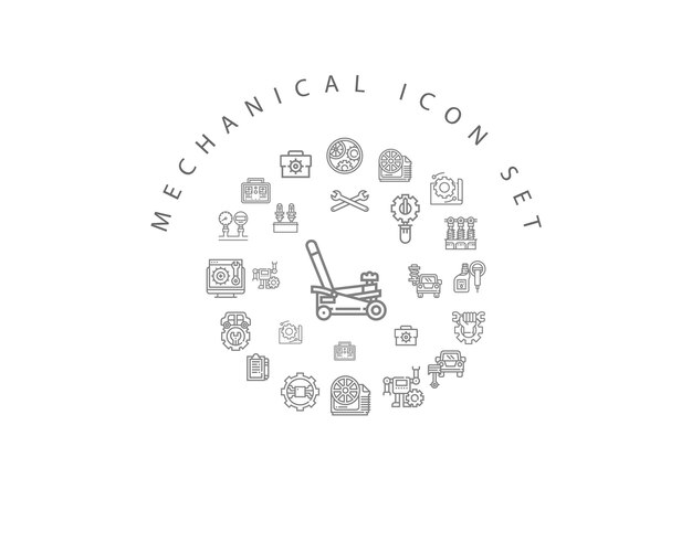 Mechanical icon set circle design