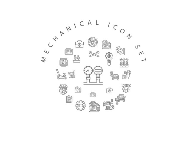 Mechanical icon set circle design