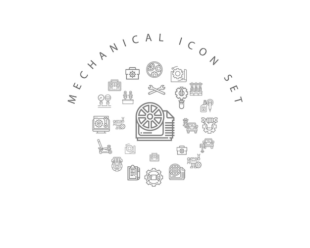 Mechanical icon set circle design