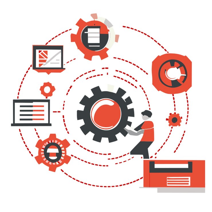 Vector mechanical part manufacturing processes vector illustration flat 2