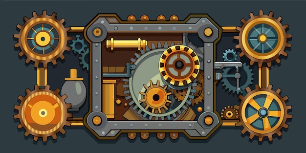 Vector a mechanical piece with gears and gears on it