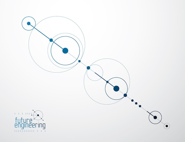 Vector mechanical scheme, vector engineering drawing with circles and geometric parts of mechanism. technical plan can be used in web design and as wallpaper or background.