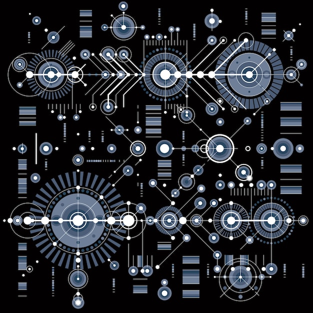 Vector mechanical scheme, vector engineering drawing with geometric parts of mechanism. futuristic industrial project can be used in web design and as wallpaper.