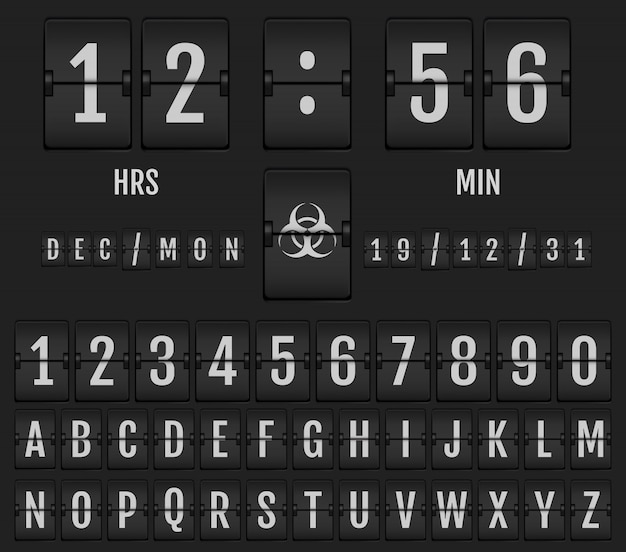 Vector mechanical scoreboard alphabet.