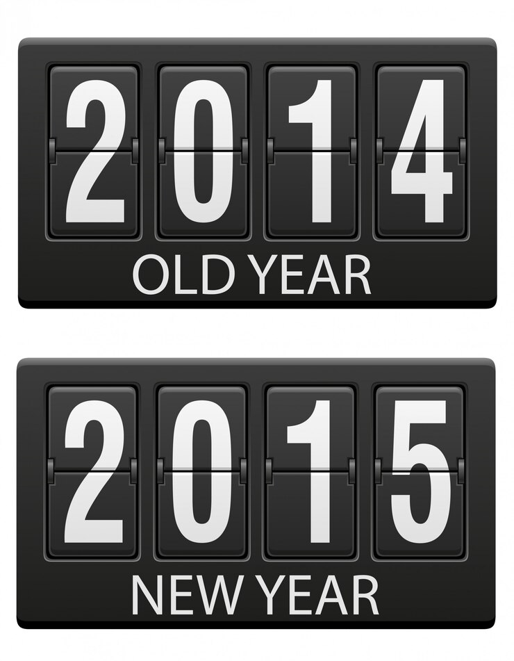 Vector mechanical scoreboard old and the new year.