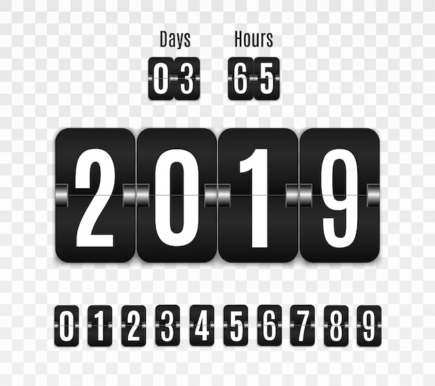 機械式スコアボード。透明な背景に分離された数字のセット。時間カウンターレトロなビンテージカウントダウンデザイン。数字。