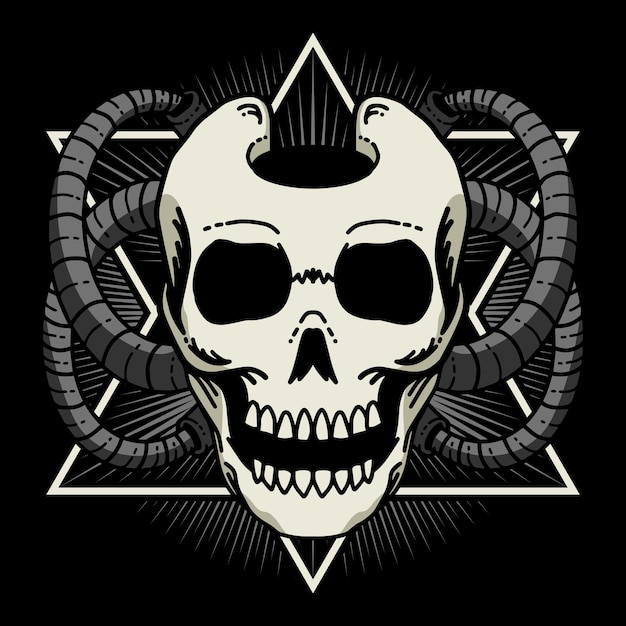 Mechanical skull with grey hose detailed vector design concept