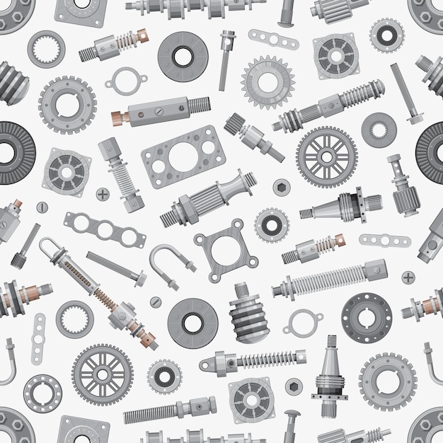 Vector mechanical spare parts seamless pattern background