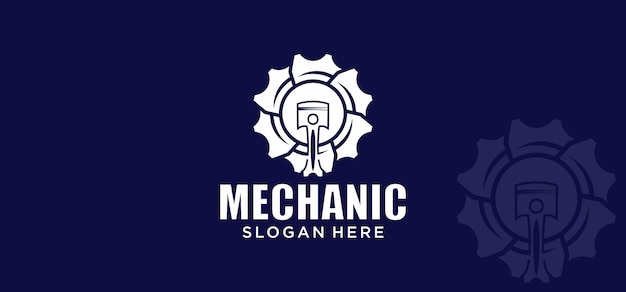 Mechanical technology logo gear and piston combination logo symbol engine parts