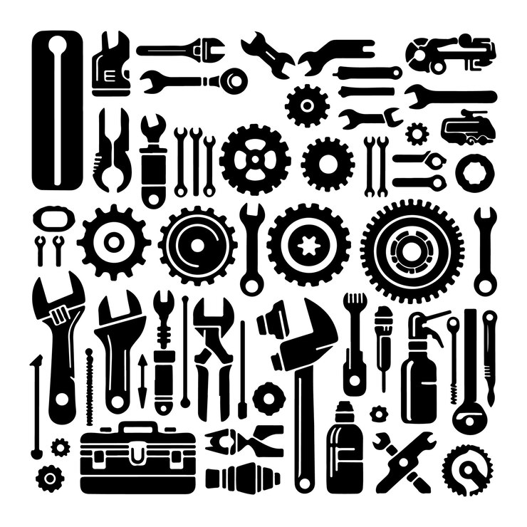 Vector mechanical tool silhouette vector design