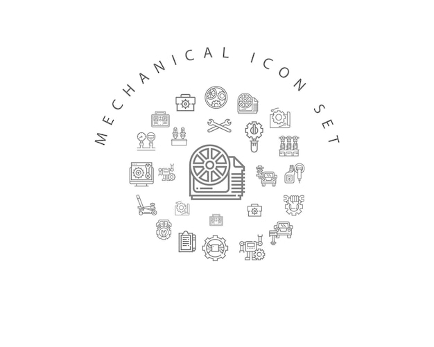 Mechanisch pictogram decorontwerp cirkel