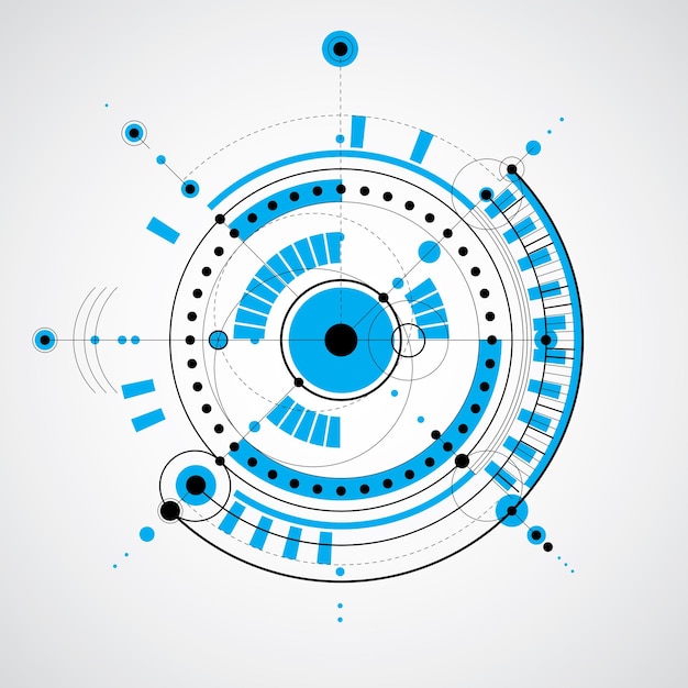 Mechanisch schema, vector technische tekening met cirkels en geometrische delen van het mechanisme. Technisch plan kan gebruikt worden in webdesign en als wallpaper.