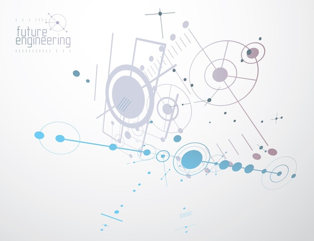 Mechanisch schema, vector technische tekening met cirkels en geometrische delen van het mechanisme. Technisch plan kan worden gebruikt in webdesign en als wallpaper of achtergrond.