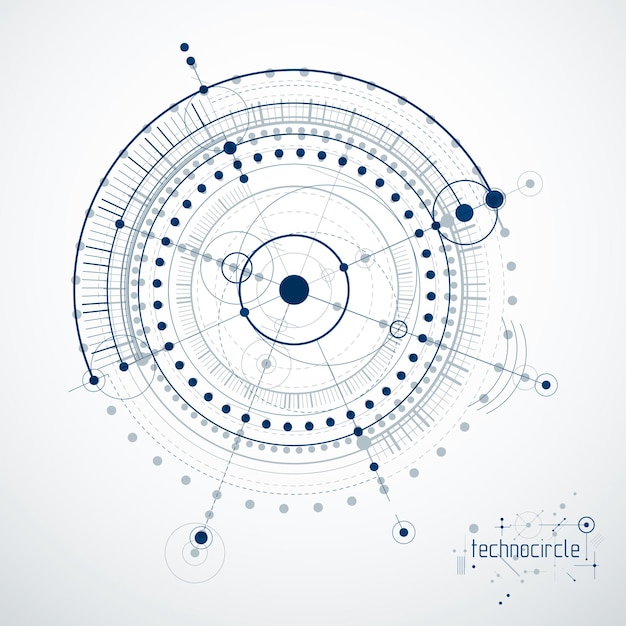 Mechanisch schema, vector technische tekening met cirkels en geometrische delen van het mechanisme. Technisch plan kan worden gebruikt in webdesign en als wallpaper of achtergrond.