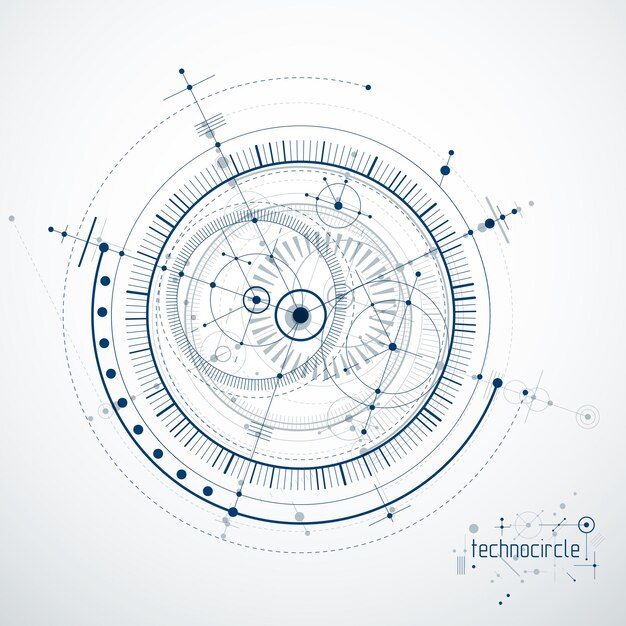 Mechanisch schema, vector technische tekening met cirkels en geometrische delen van het mechanisme. Technisch plan kan worden gebruikt in webdesign en als wallpaper of achtergrond.