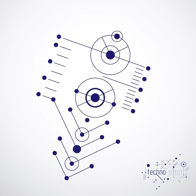 Mechanisch schema, vector technische tekening met cirkels en geometrische delen van het mechanisme. Technisch plan kan worden gebruikt in webdesign en als wallpaper of achtergrond.