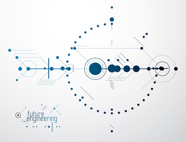 Mechanisch schema, vector technische tekening met cirkels en geometrische delen van het mechanisme. Technisch plan kan worden gebruikt in webdesign en als wallpaper of achtergrond.