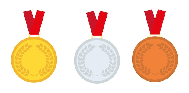 Medaille icon set.Goud, zilver, brons. Vectorillustratie