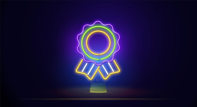 Medaille neon icoon. Elementen van medailles instellen. Eenvoudig pictogram voor websites, webdesign, mobiele app, info graphics