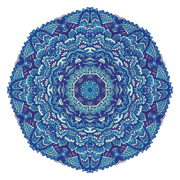 Medaillon mandala vector blauw en wit patroon met arabesken