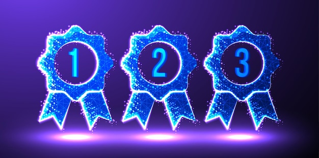 Medal achievement low poly wireframe
