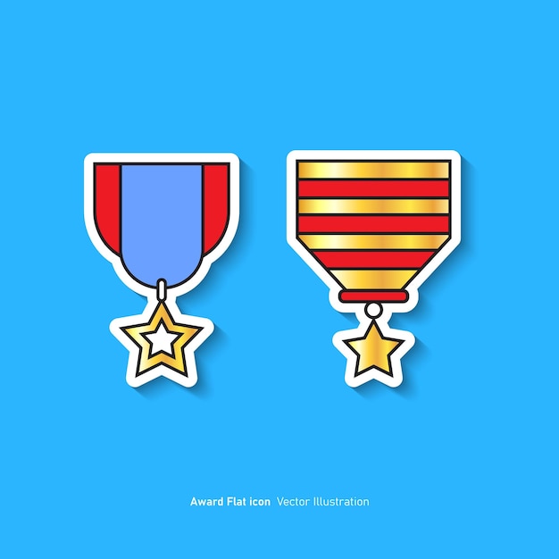Medaglia premio icona piatta garanzia simbolo premio illustrazione vettoriale