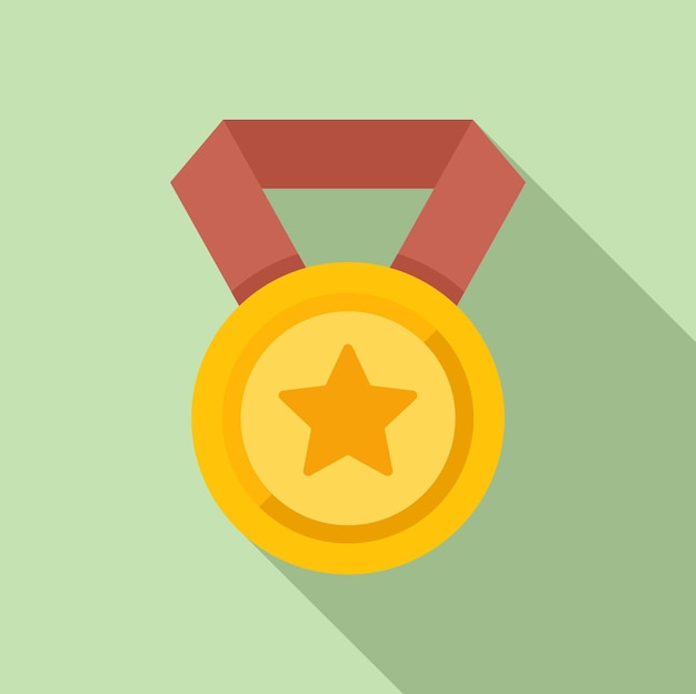 Medal award icon flat vector Reward winner Top success