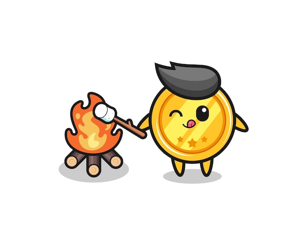 Medal character is burning marshmallow