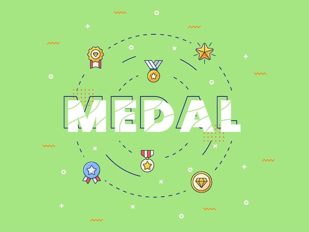 Medal concept with typography calligraphy lettering word art vector illustration