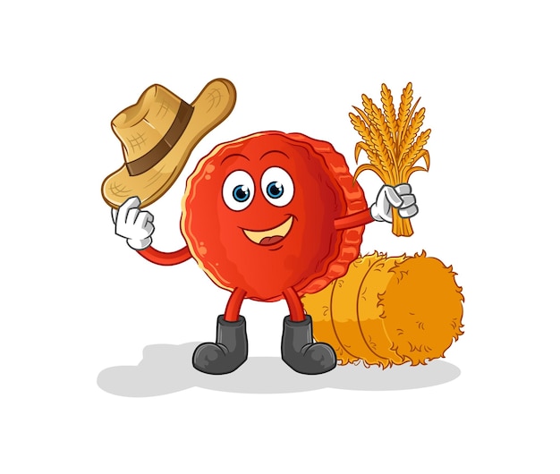 Medal farmer mascot. cartoon vector