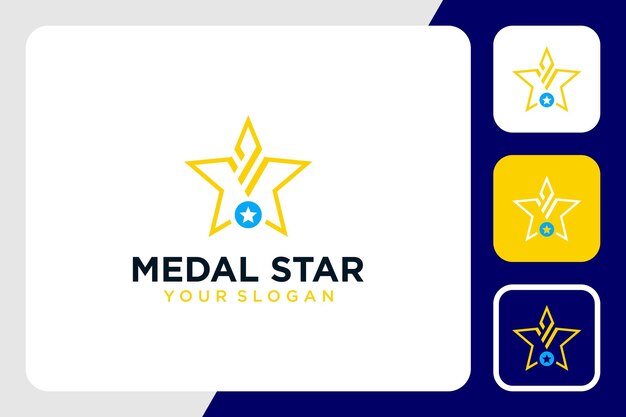 Medal logo design with star and line art