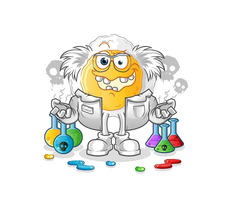Vector medal mad scientist illustration. character vector