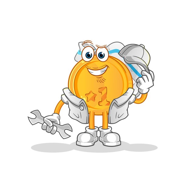 Vector medal mechanic cartoon. cartoon mascot vector