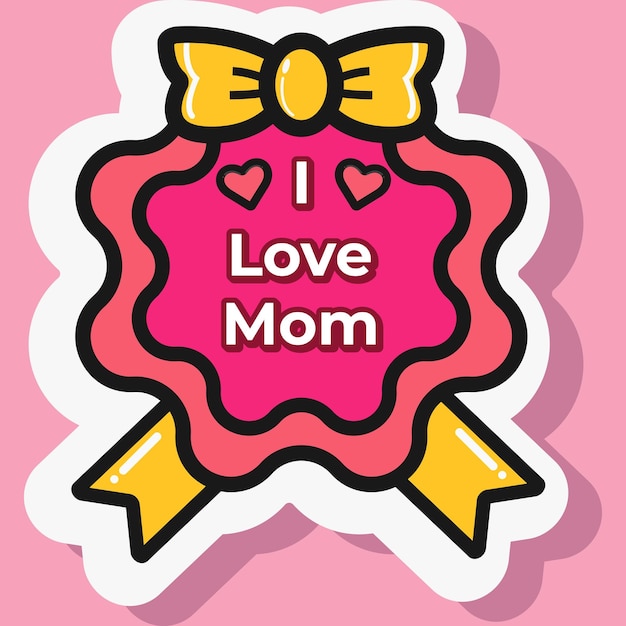 medal for mother sticker illustration
