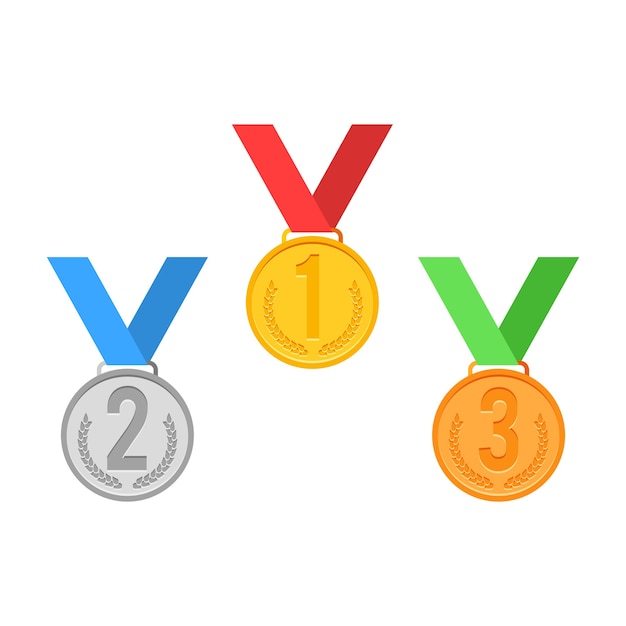 Vector medal sign set. gold, silver, bronze.