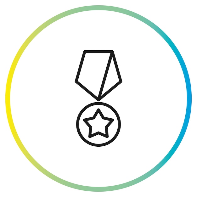 Medal with star icon line sign vector illustration