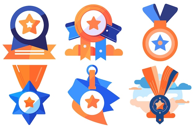 Medals for winners in UX UI flat style isolated on background