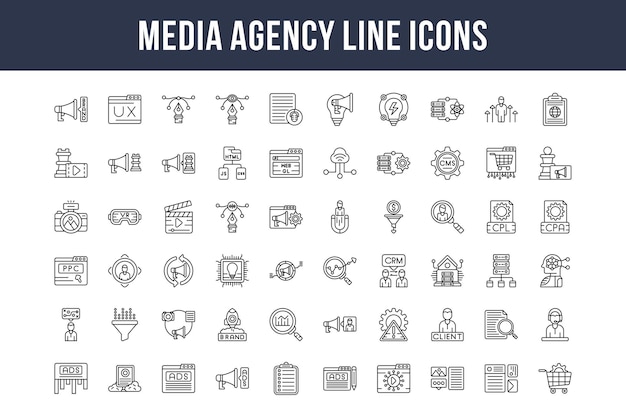 Media Agency Line Icons