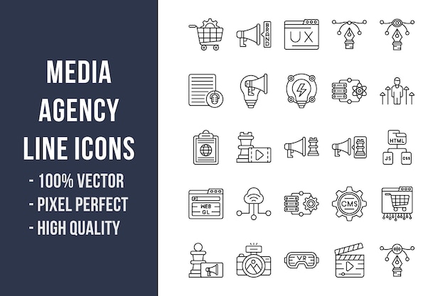 Media Agency Line Icons