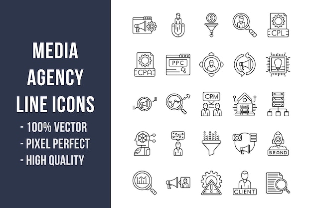 Media Agency Line Icons